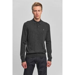 VTG POLO Ralph Lauren Lambswool Sweater Mens Sz XL Black Purple Pony 1/4 Button